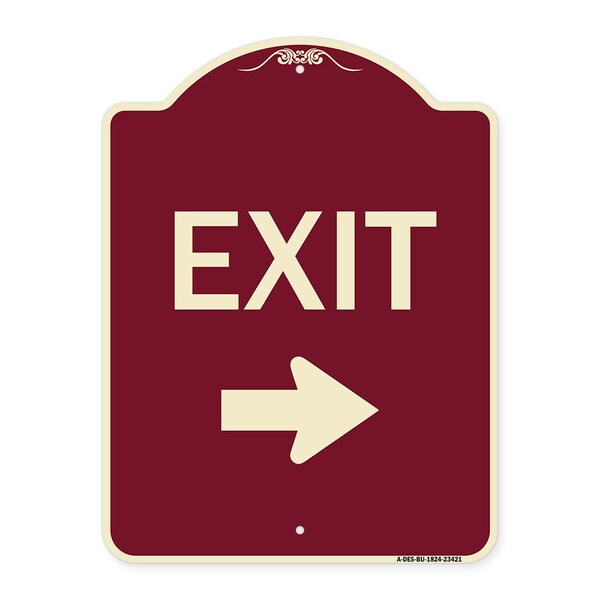 Parking Lot Exit Right Arrow Heavy-Gauge Aluminum Architectural Sign, 18" L, 24" H, BU-1824-23421